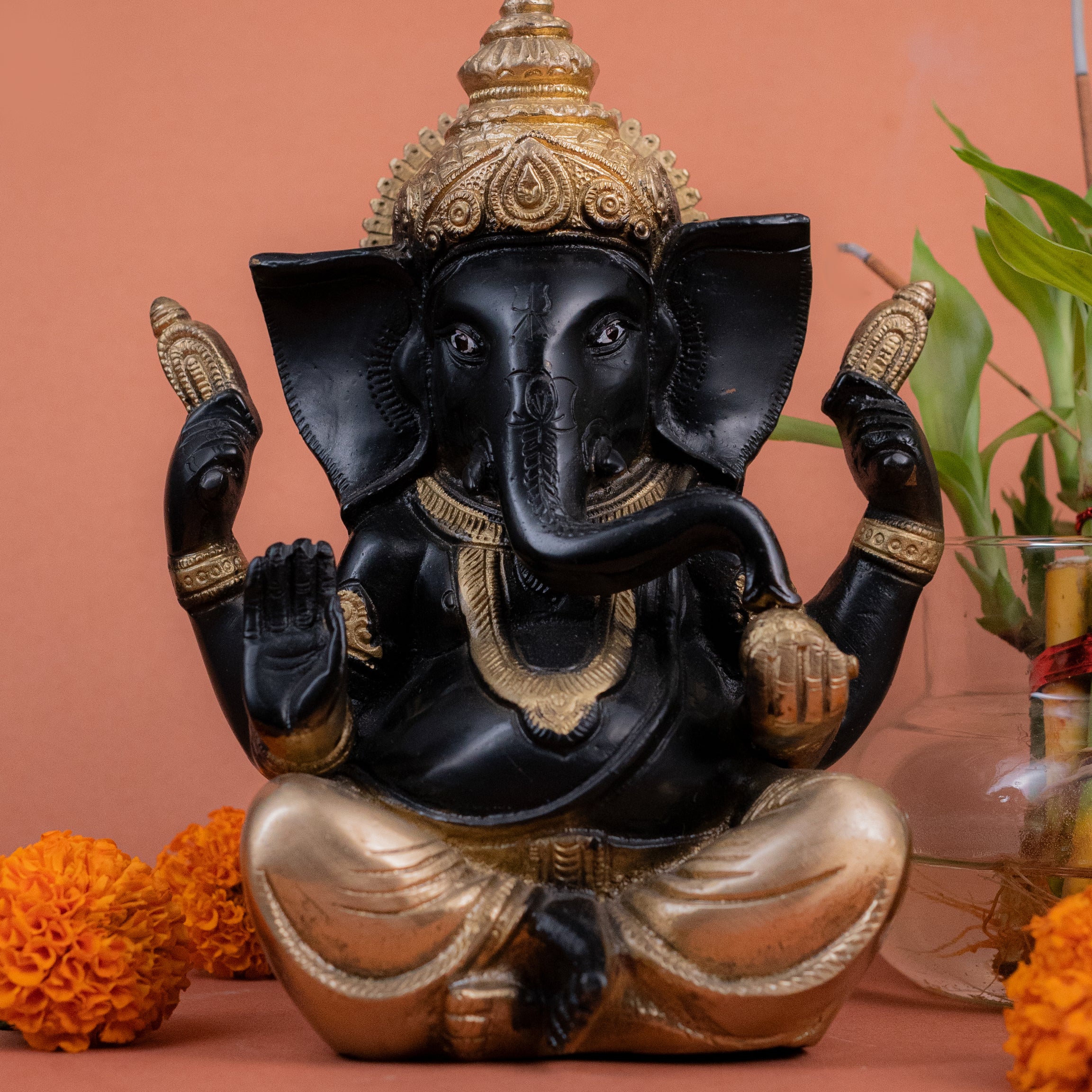 Brass Handcrafted Ganesh Ji - 7.5" Height