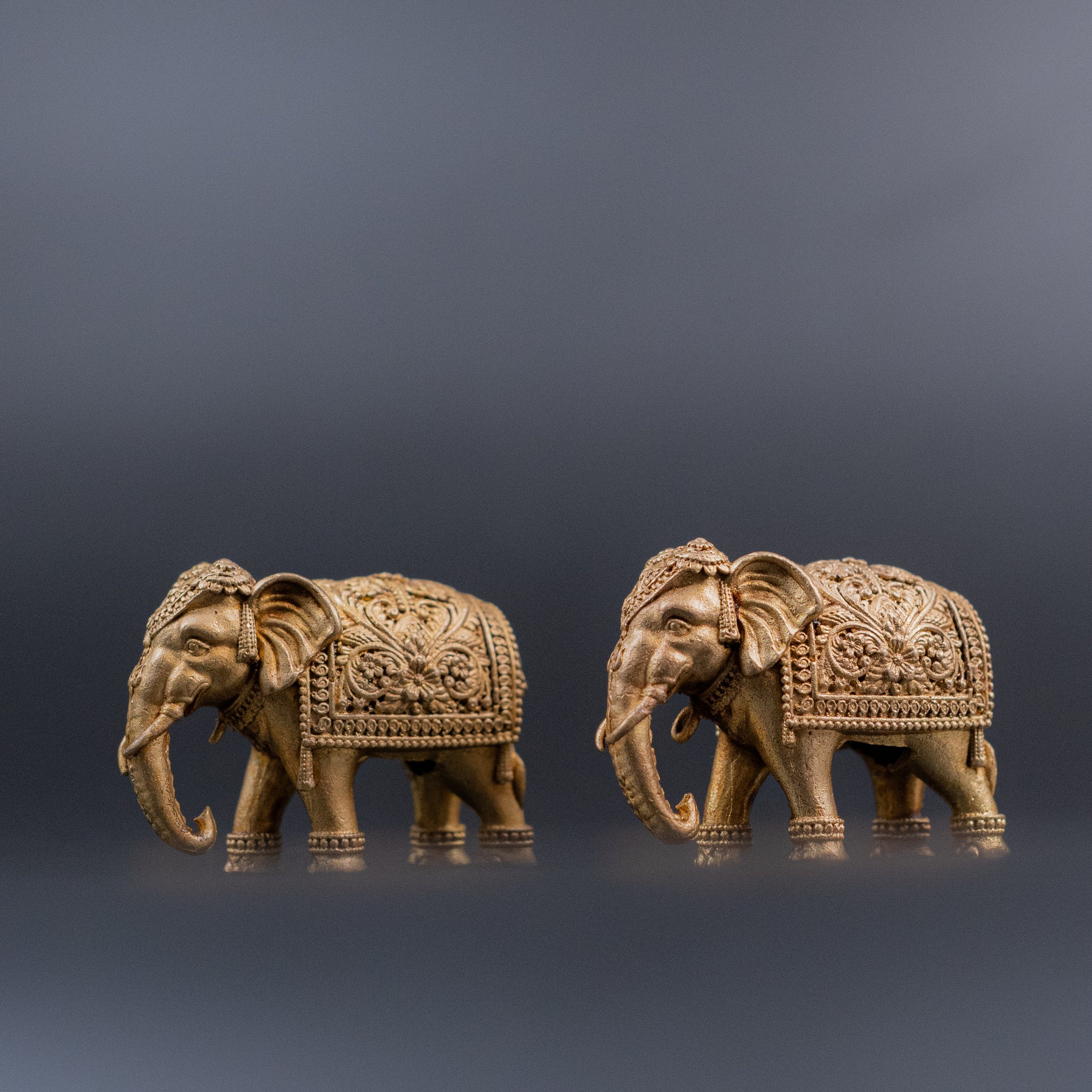 Superfine Brass Elephant Miniature Pair - 1.3" Height