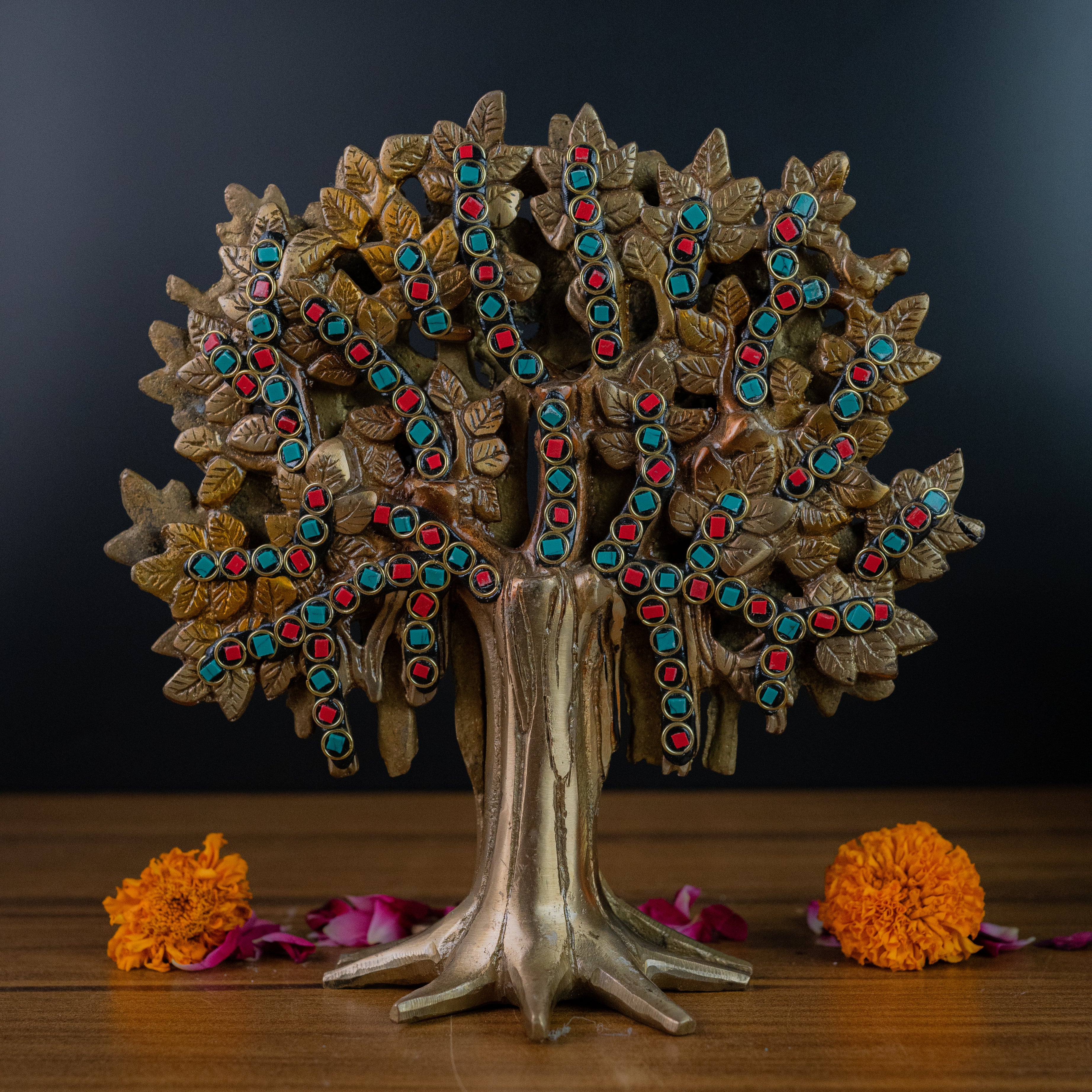 Vastu-Feng Shui Brass Tree of Life with Stone Work