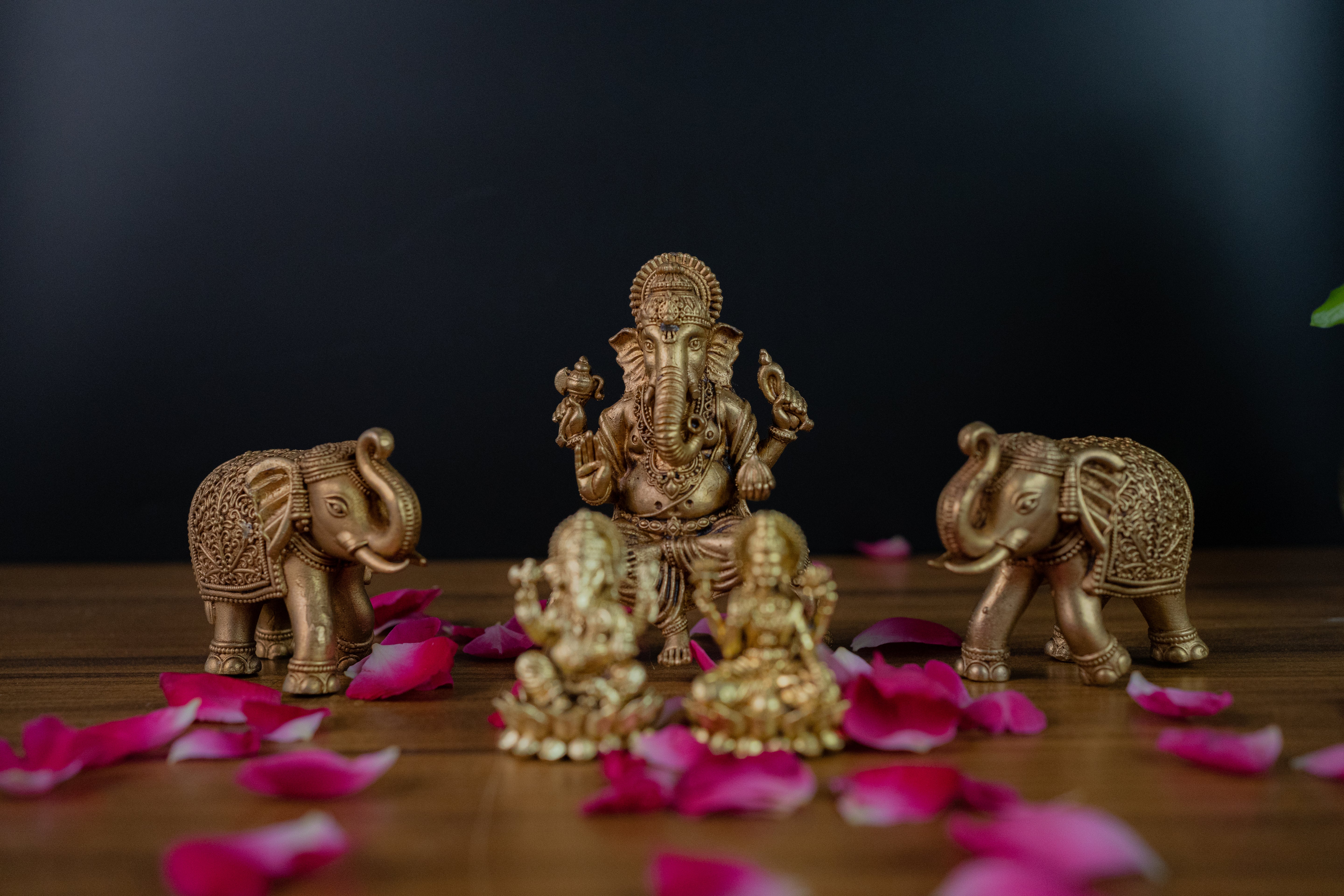 Brass Ganeshji with Singhasan - 4" Height