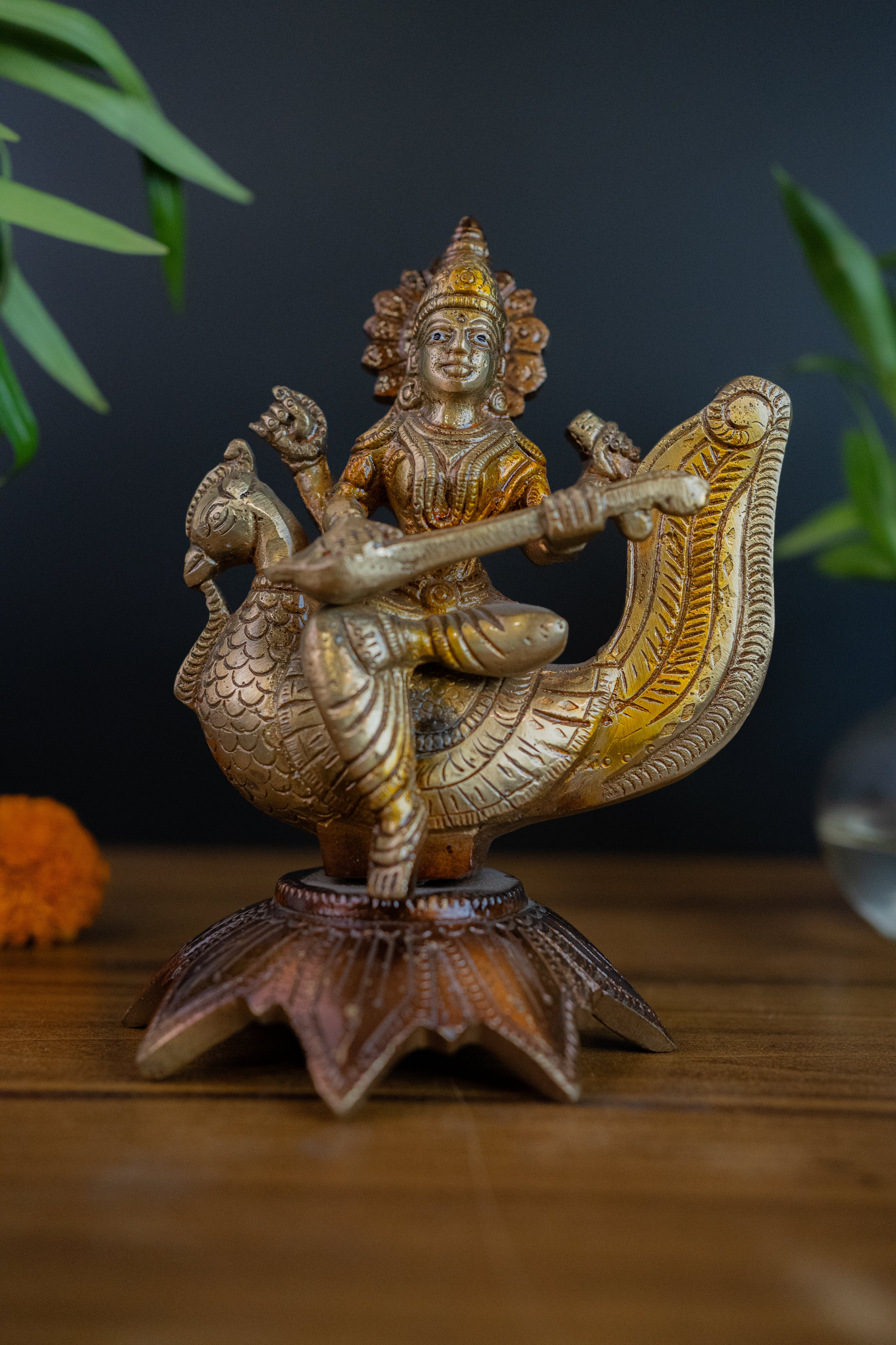 Saraswati Idol with Hamsa Vaahan