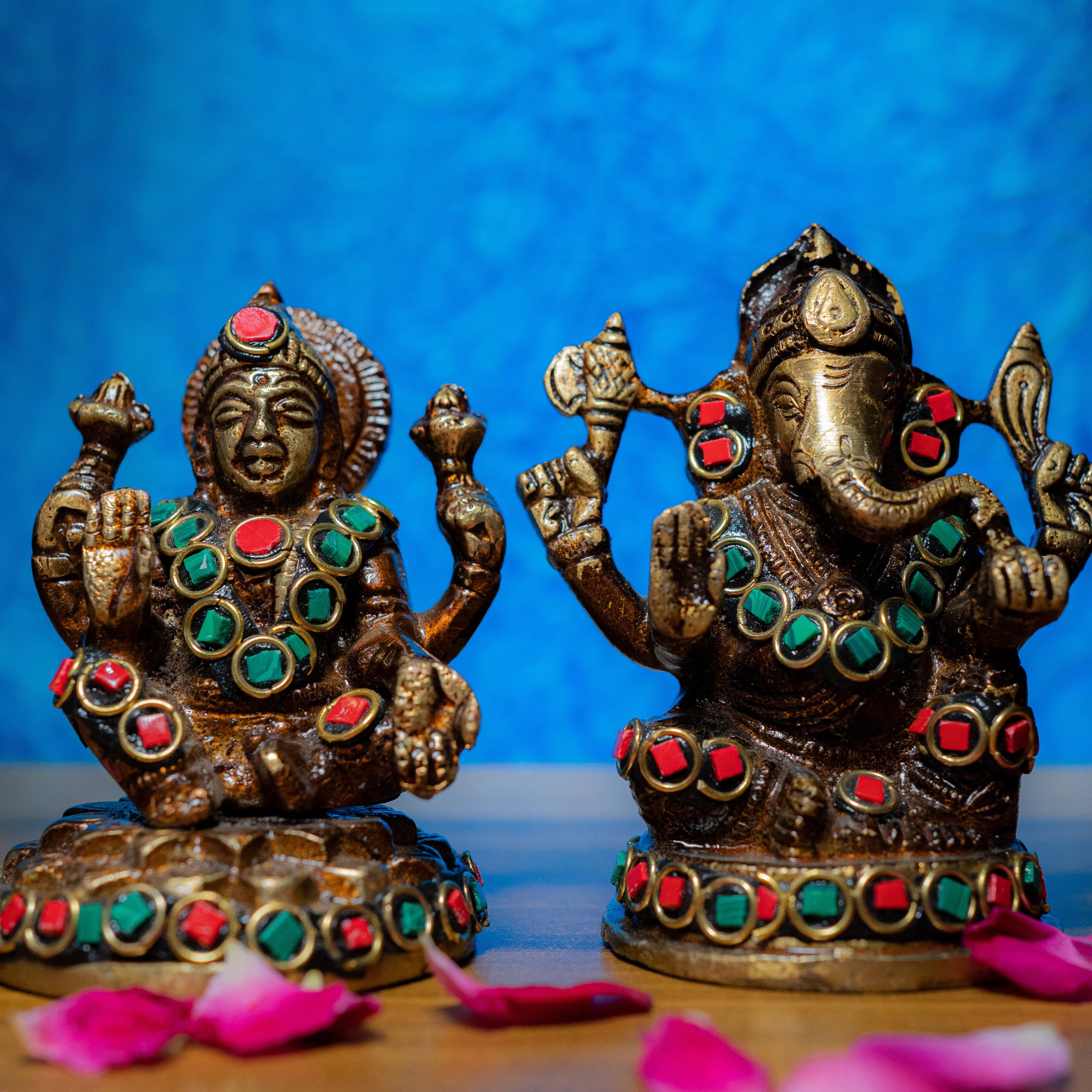 Lakshmi Ganesh God Idols with stone work