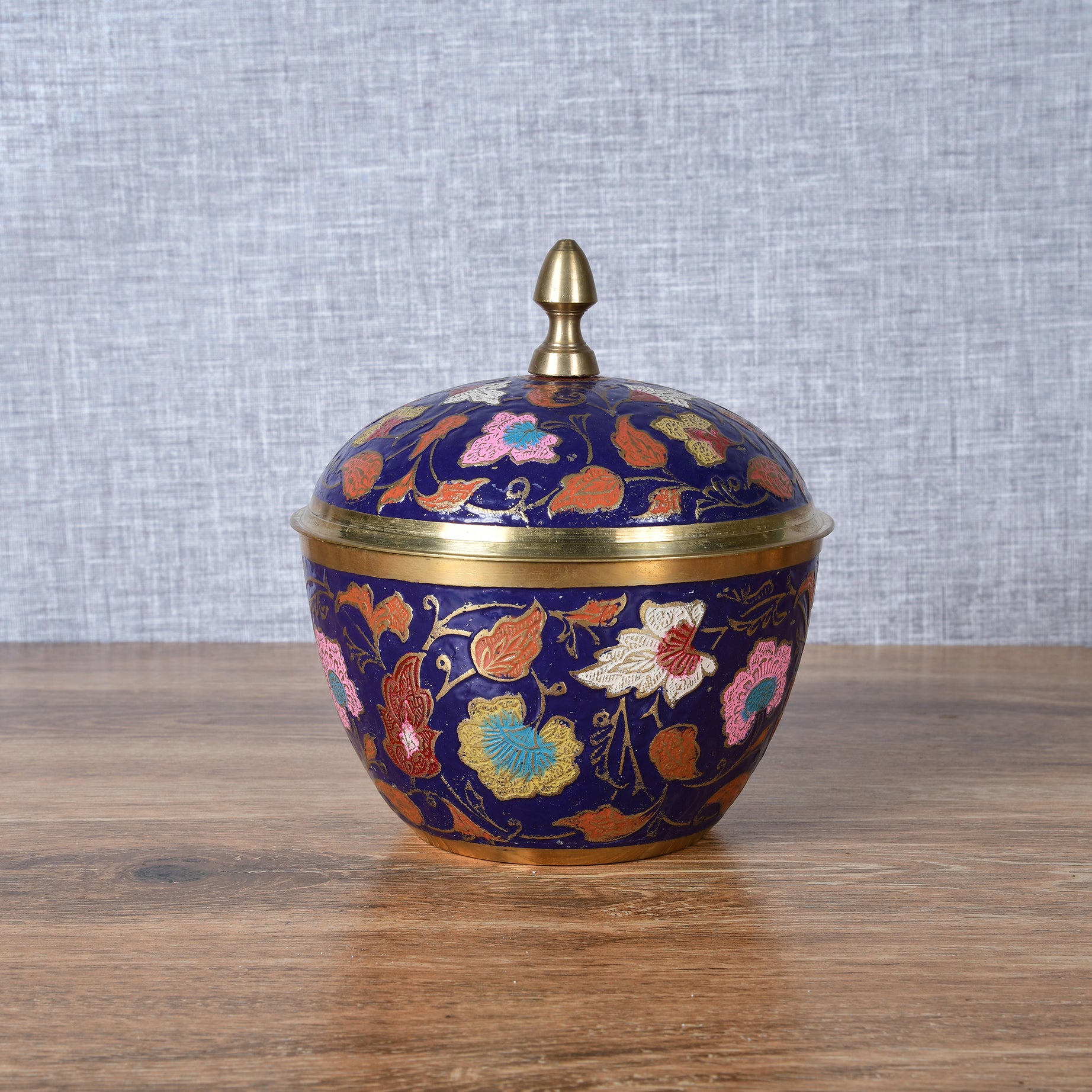 Brass Fancy Bowl with a Surprise - Meenakari Bowl with Lid