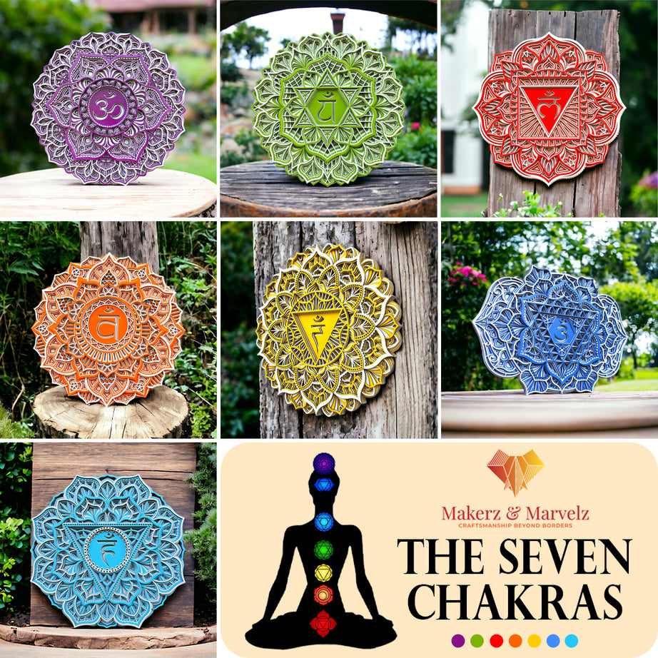 Immerse Yourself in Vibrant Harmony – Chakra Mandala Set (7 Mandalas),Spiritual Gift, Meditation, Yoga Studio