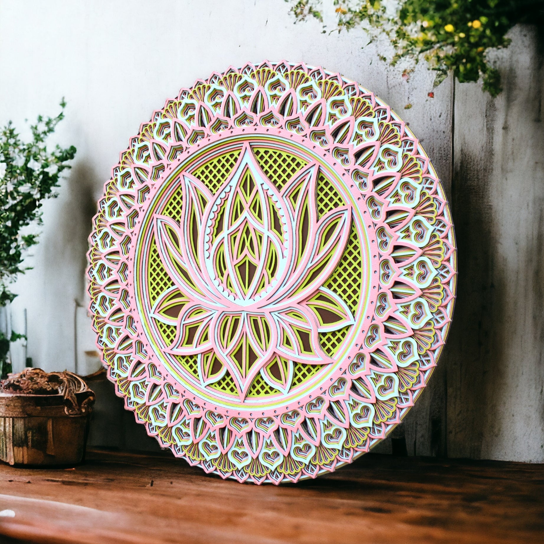 Lotus Flower Colored, Artisan Mandala Wall hanging, Gift, Spiritual awakening