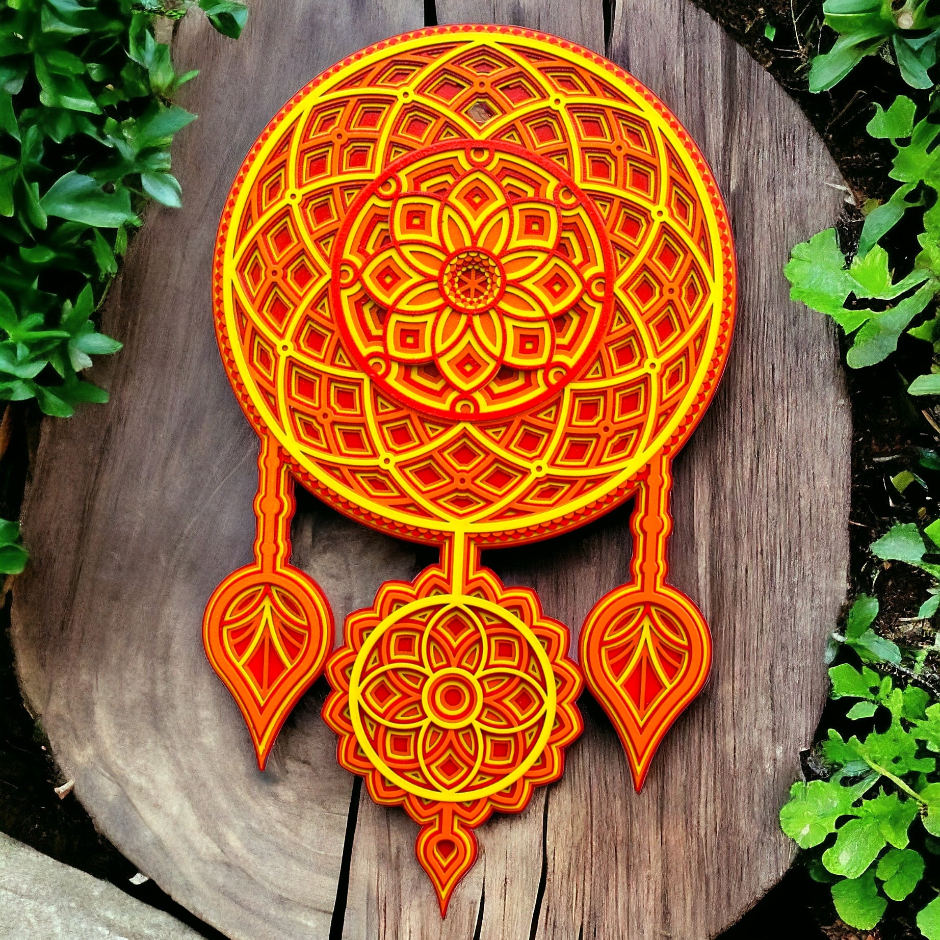 Dream Catcher Orange Color - Wall Art, Gift Good Dreams, Boho