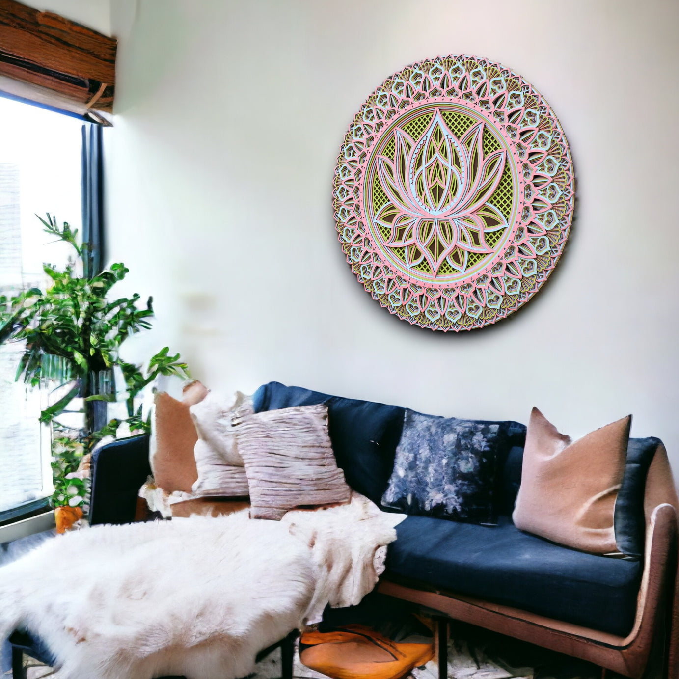 Peaceful Lotus Wooden Wall Art - 8 Layers